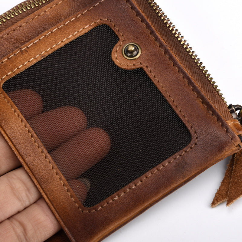 Casual Vintage Double Zipper Leather Wallets