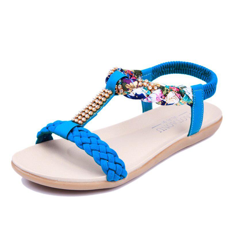 Beach Sandals With Rhinestones