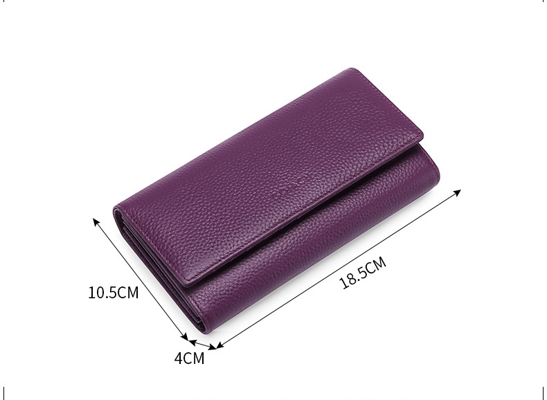 Cartera larga de piel de vacuno con RFID