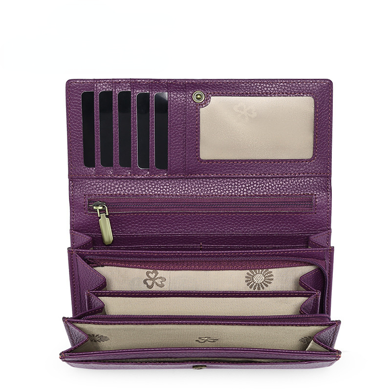 Cartera larga de piel de vacuno con RFID