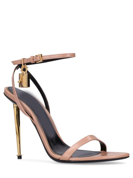 Narrow Strap Metal Ankle Sandals - Apricot