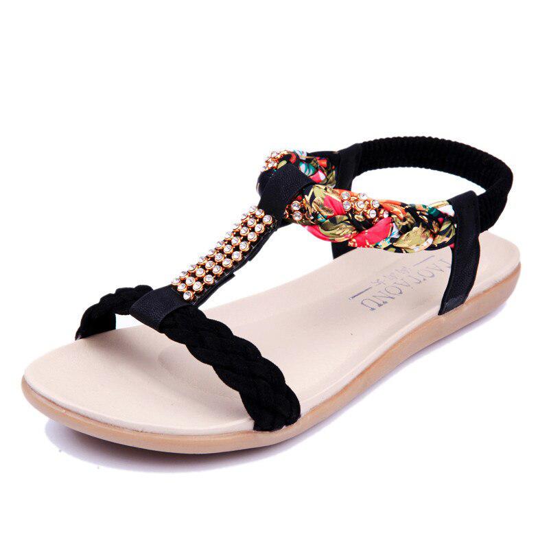 Beach Sandals With Rhinestones