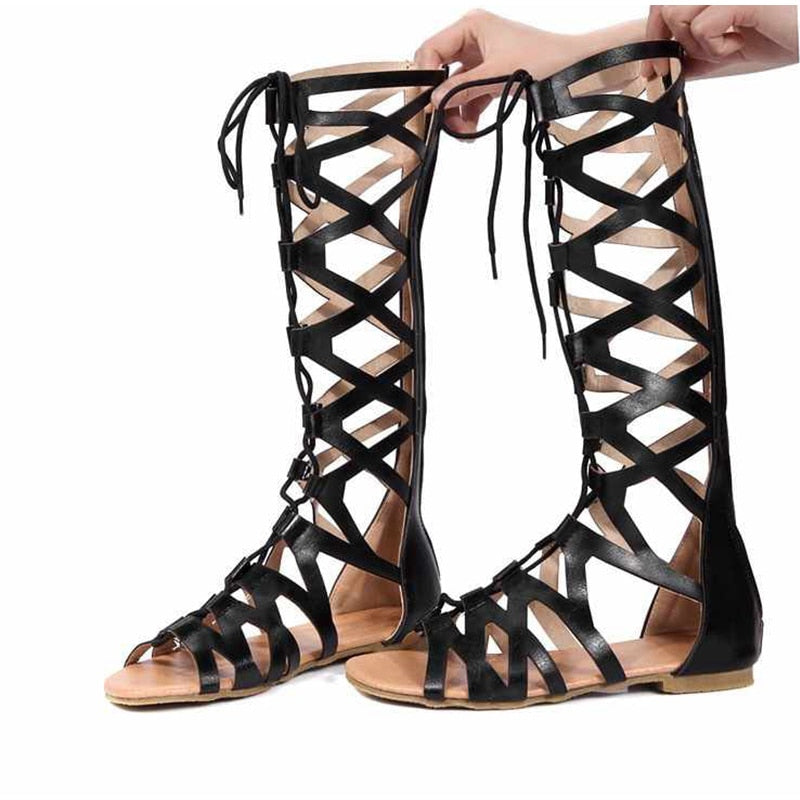 Sandalias de gladiador con cordones y aberturas 