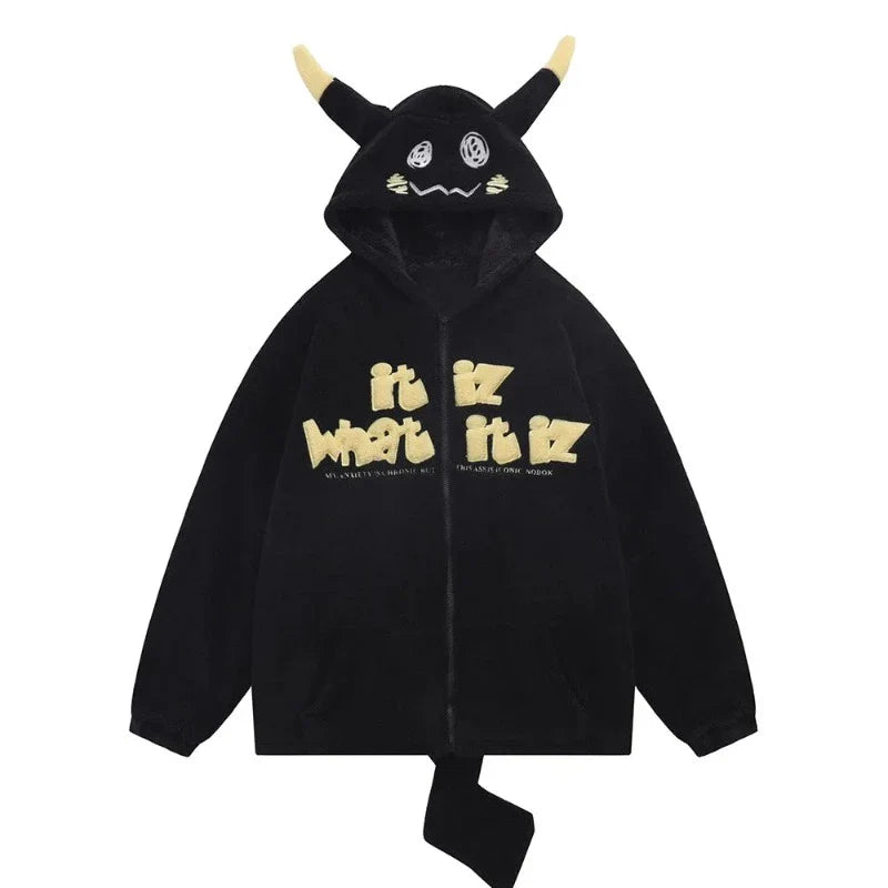 Devil Horn Hoodie mit Schwanz für Herren