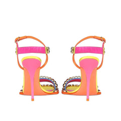 Strappy Sandals With Stiletto Heels And Crystal Embellishment