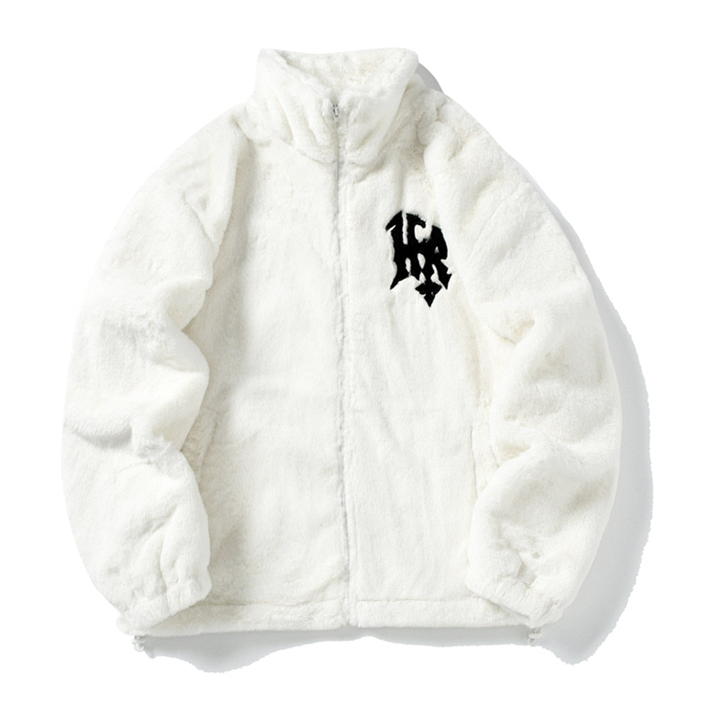 Retro Letter Fur Streetwear Jacket for Men