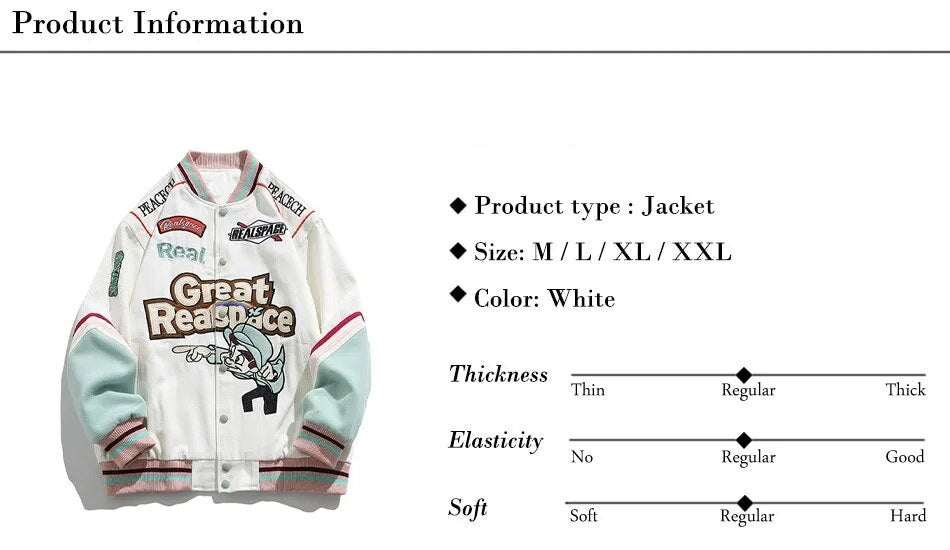 Unisex Cartoon Print Baseball Jacket