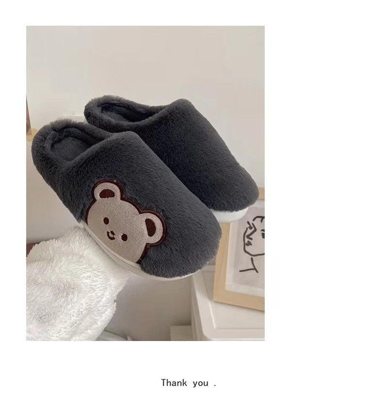 Bonitas pantuflas de piel de oso para mujer 