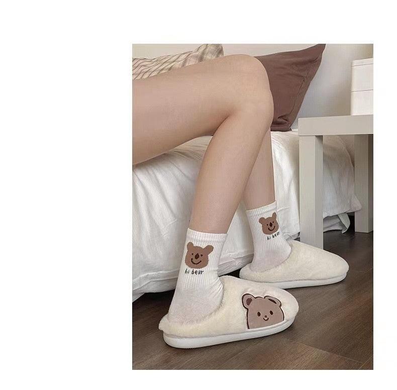 Bonitas pantuflas de piel de oso para mujer 