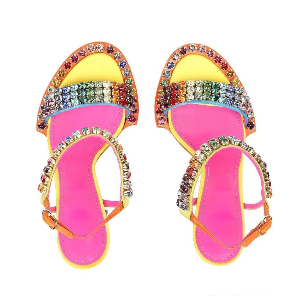 Strappy Sandals With Stiletto Heels And Crystal Embellishment