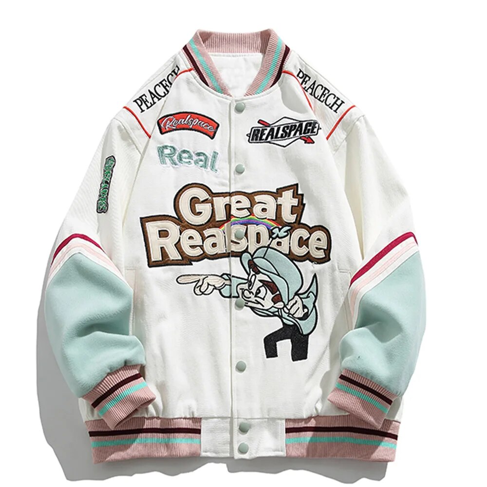 Unisex Cartoon Print Baseball Jacket