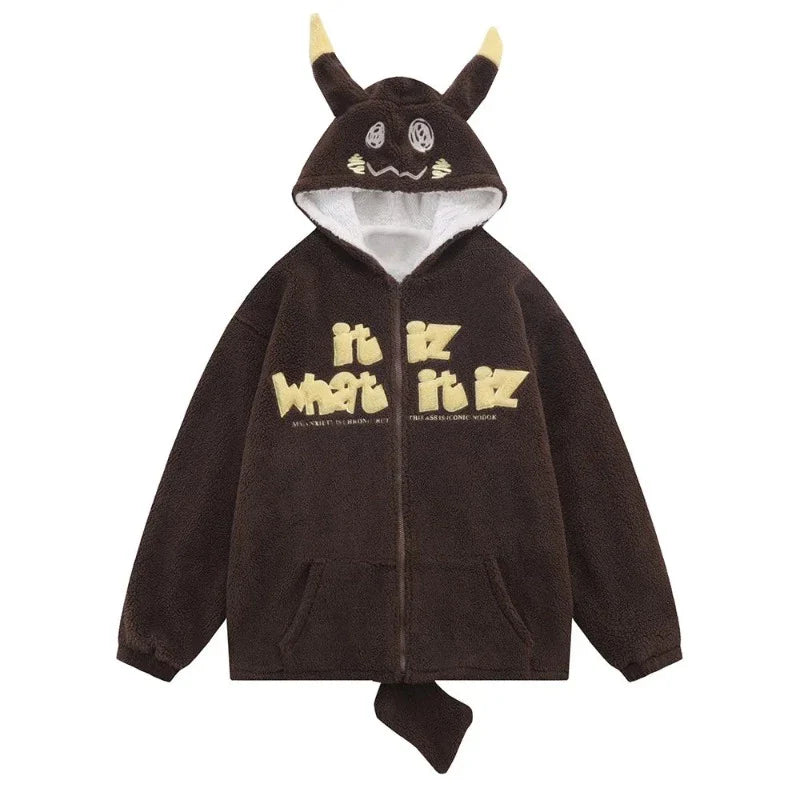 Devil Horn Hoodie mit Schwanz für Herren