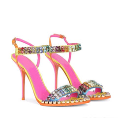 Strappy Sandals With Stiletto Heels And Crystal Embellishment