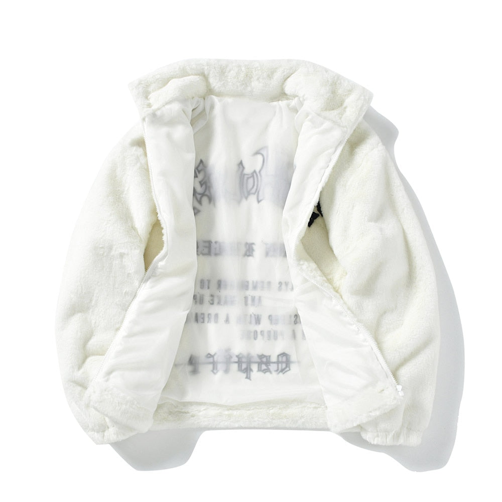 Retro Letter Fur Streetwear Jacket for Men