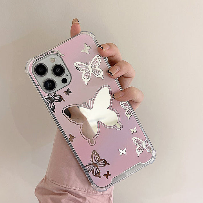 Funda estética de mariposa rosa para iPhone