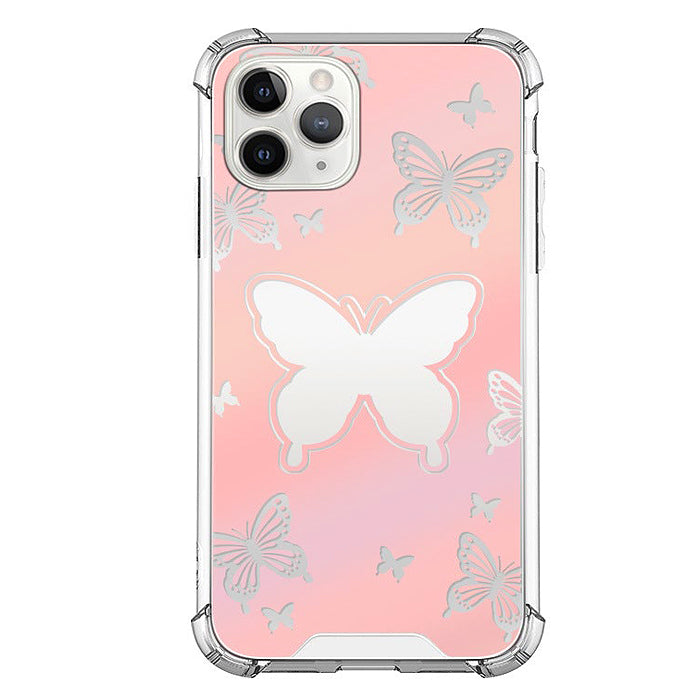 Funda estética de mariposa rosa para iPhone