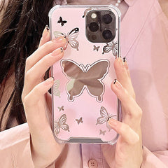 Funda estética de mariposa rosa para iPhone