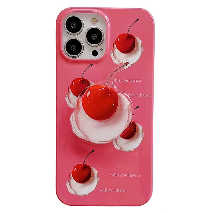 Funda estética para iPhone con diseño de cereza