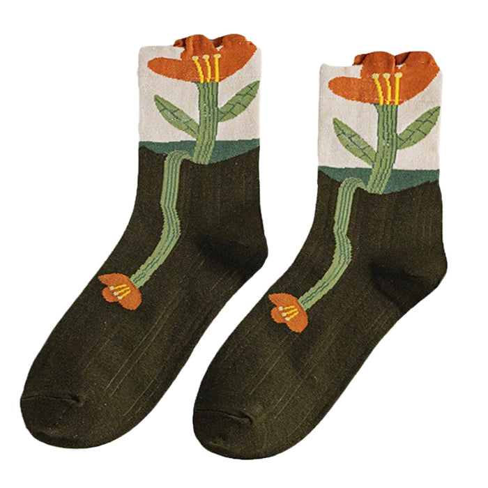 Calcetines con flores estéticas