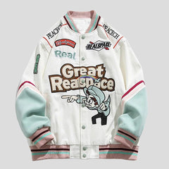 Unisex Cartoon Print Baseball Jacket