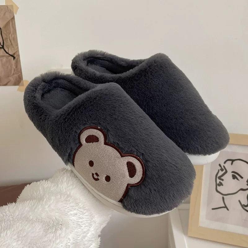 Bonitas pantuflas de piel de oso para mujer 