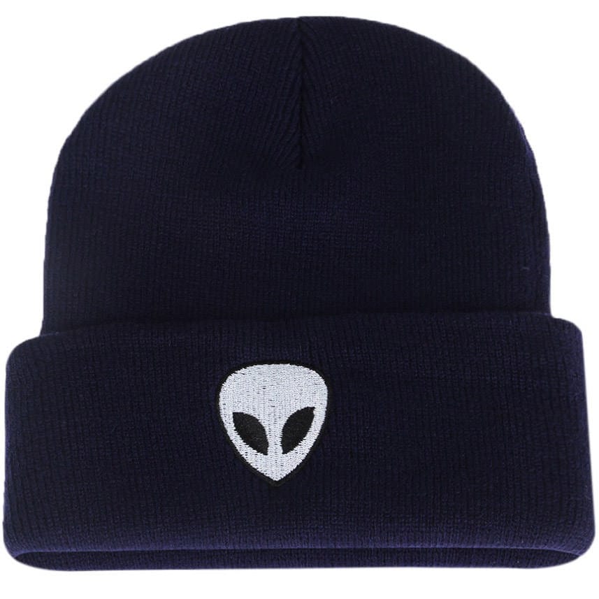 Beanie mit Alien-Stickerei