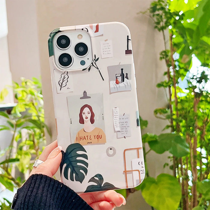 Funda para iPhone con estética artística para chica