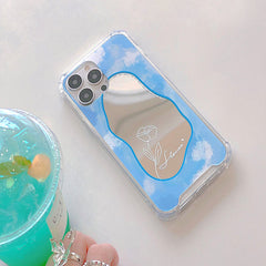 Funda para iPhone con espejo azul bebé