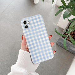 Funda para iPhone con cuadros azul bebé