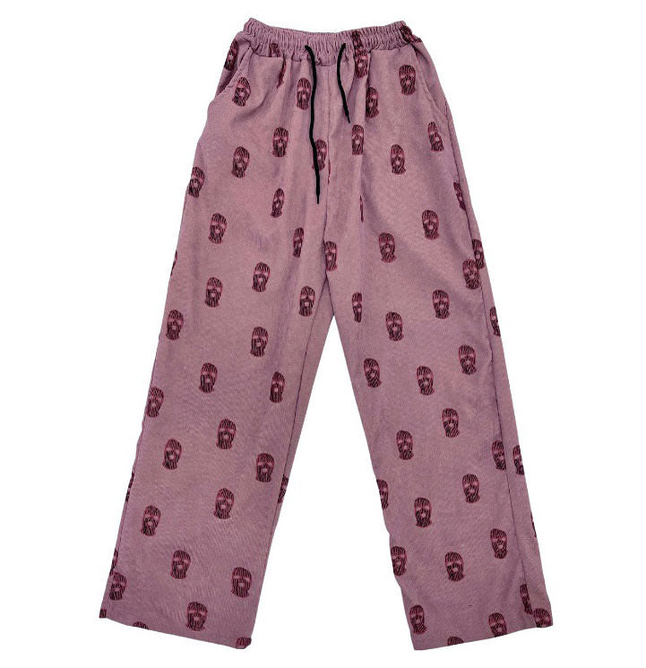 Balaclava Print Wide Leg Pants