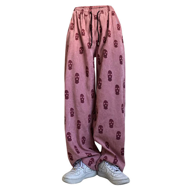 Pantalones anchos con estampado de pasamontañas