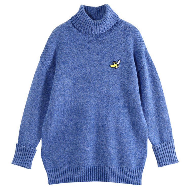 Rollkragenpullover mit Bananenblatt