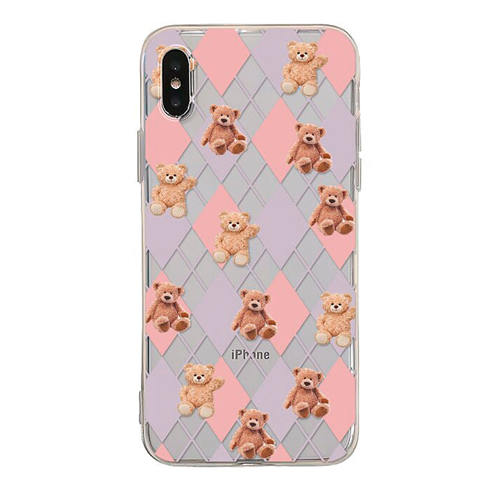 Funda para iPhone con estampado de rombos y osos