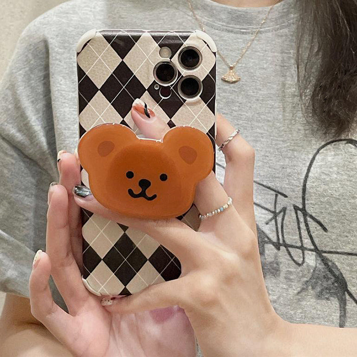 Funda para iPhone con diseño de oso y rombos