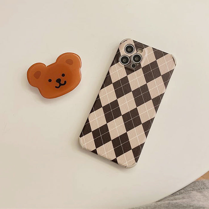 Funda para iPhone con diseño de oso y rombos