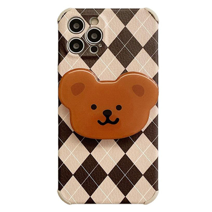 Funda para iPhone con diseño de oso y rombos