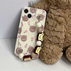 Funda para iPhone con cadena de cuentas de oso