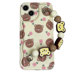 Funda para iPhone con cadena de cuentas de oso