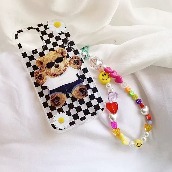 Funda para iPhone con diseño de oso a cuadros