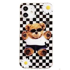 Funda para iPhone con diseño de oso a cuadros