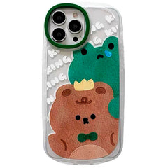 Funda para iPhone con diseño de oso y rana