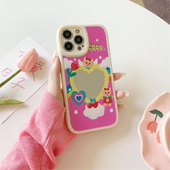 Funda para iPhone con espejo y corazón de oso