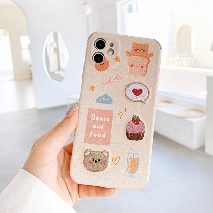 Funda para iPhone con osos y comida