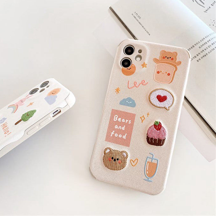 Funda para iPhone con osos y comida