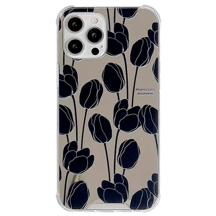 Funda para iPhone con tulipanes negros