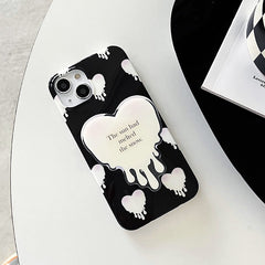 Funda para iPhone con corazón en blanco y negro