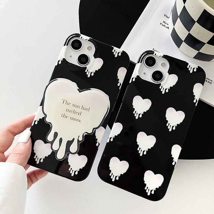 Funda para iPhone con corazón en blanco y negro