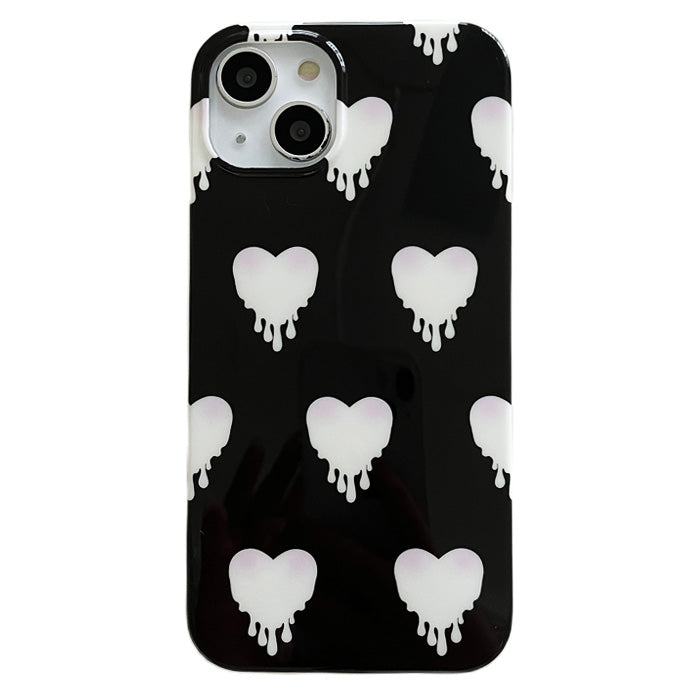 Funda para iPhone con corazón en blanco y negro