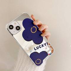 Funda para iPhone con espejo y flores azules