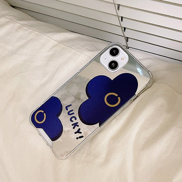 Funda para iPhone con espejo y flores azules